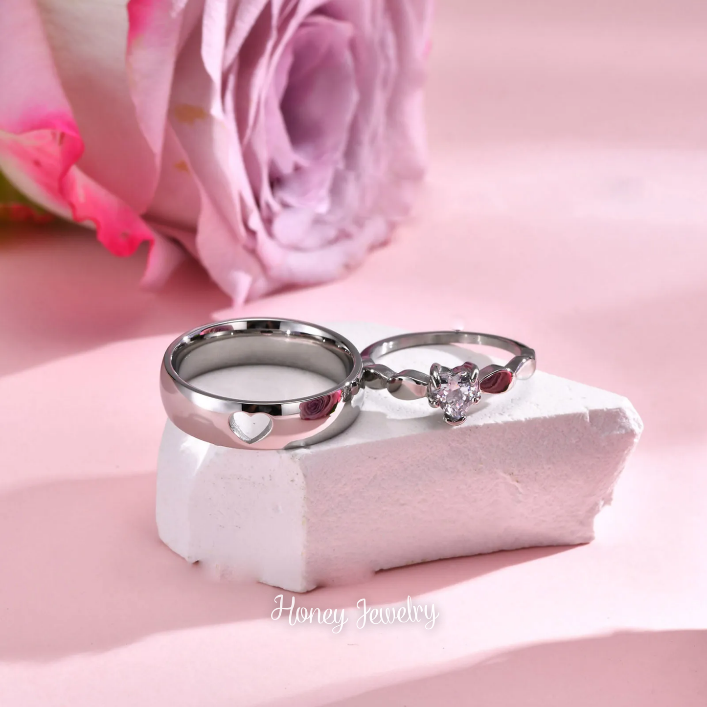 (Pre orden) Anillos para pareja corazon compartido