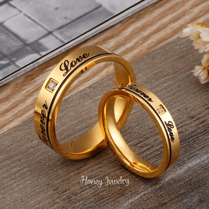 (Pre orden) Anillos para pareja LOVE FOREVER con circon