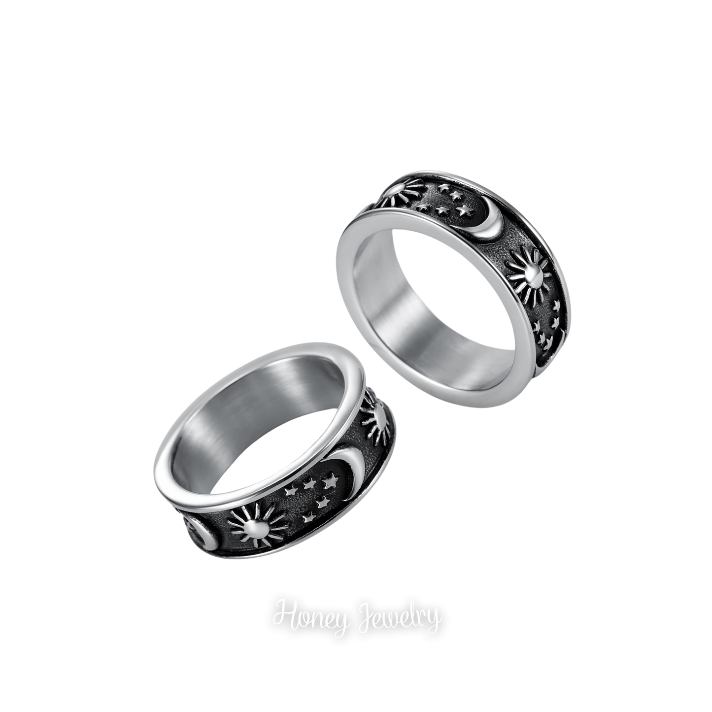 (Pre orden) Anillos para pareja SOL, LUNA Y ESTRELLAS