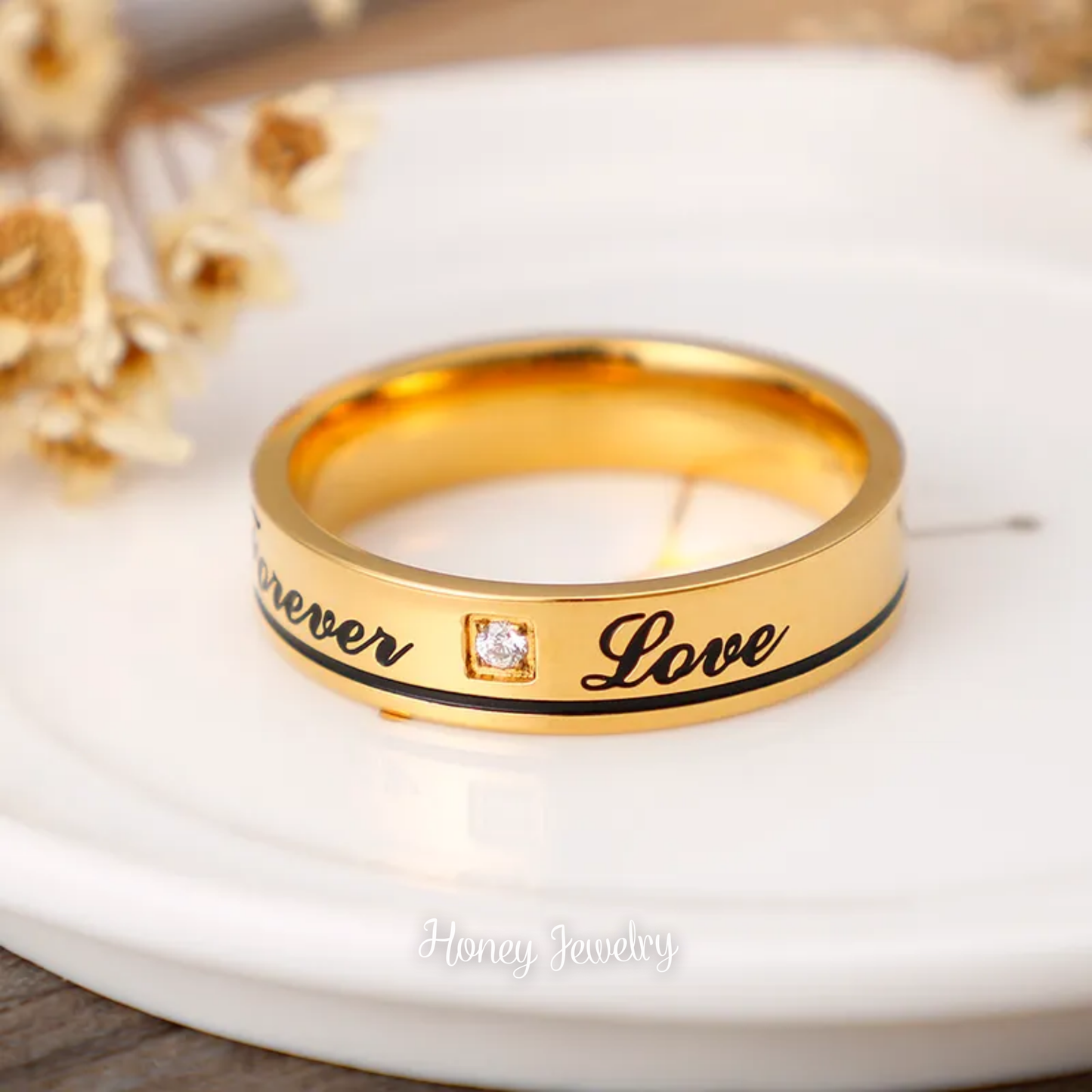 (Pre orden) Anillos para pareja LOVE FOREVER con circon