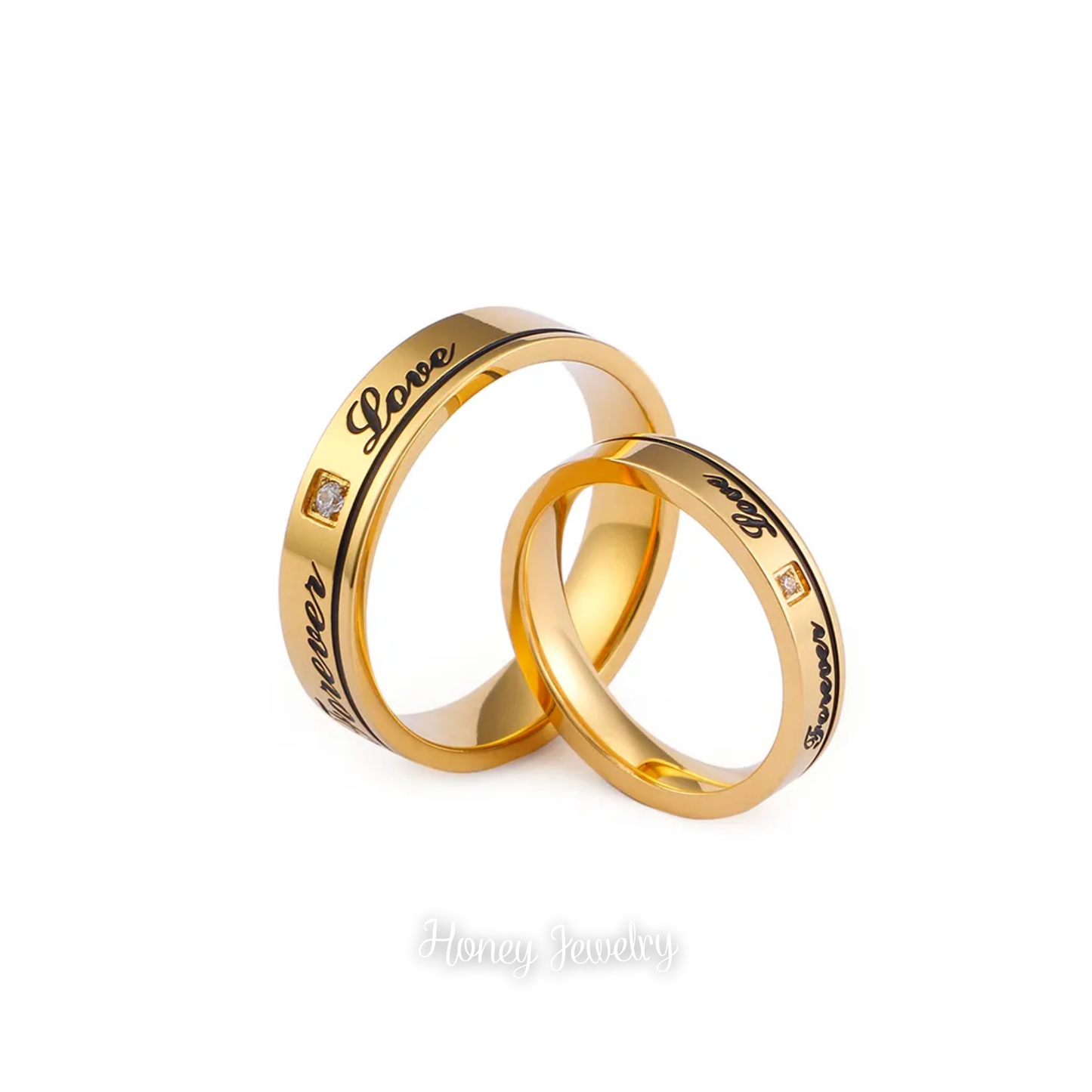 (Pre orden) Anillos para pareja LOVE FOREVER con circon