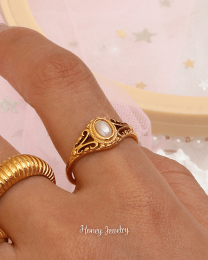 Anillo con perla estilo vintage (Pre orden)