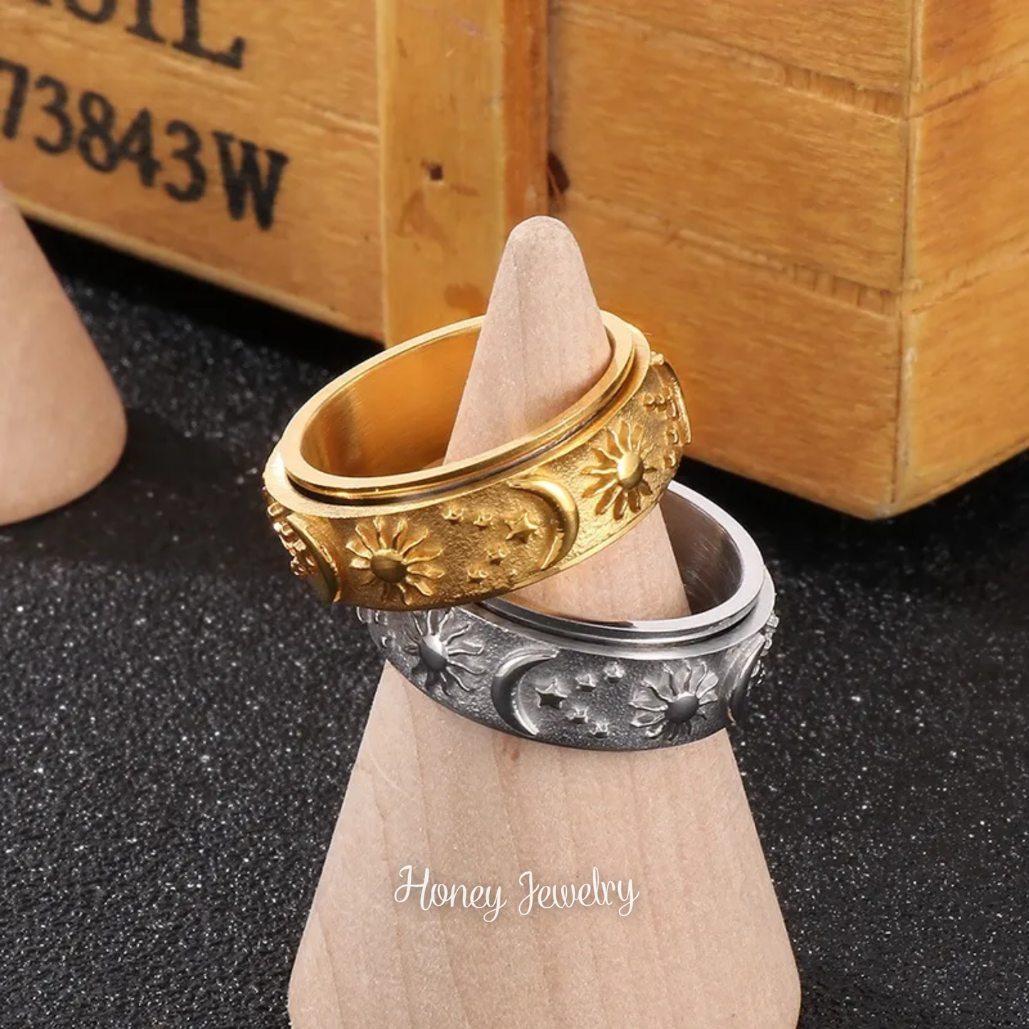 Anillos para pareja SOL, LUNA Y ESTRELLAS (Pre orden)