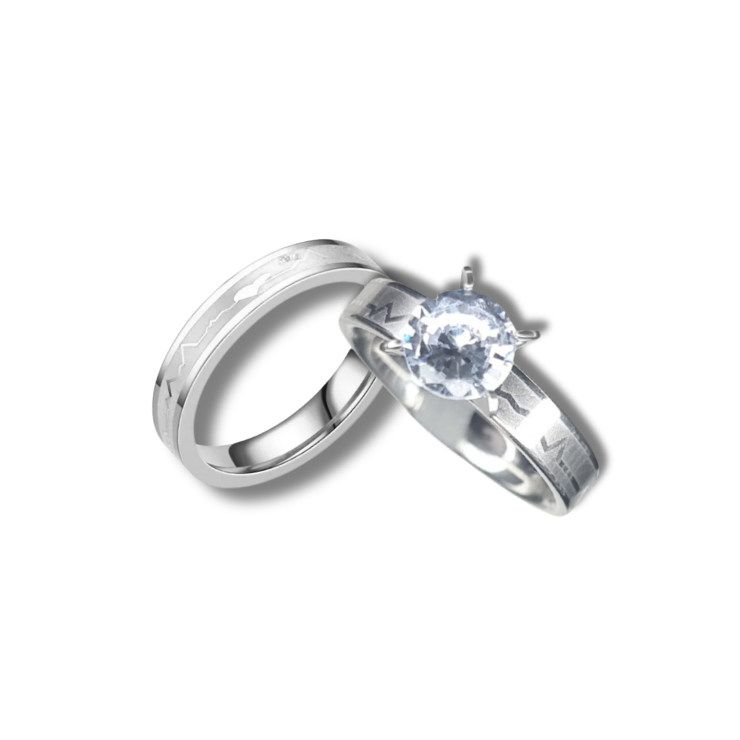 DUO DE ANILLOS DE PAREJA LINEA DE LA VIDA - ULTIMAS TALLAS