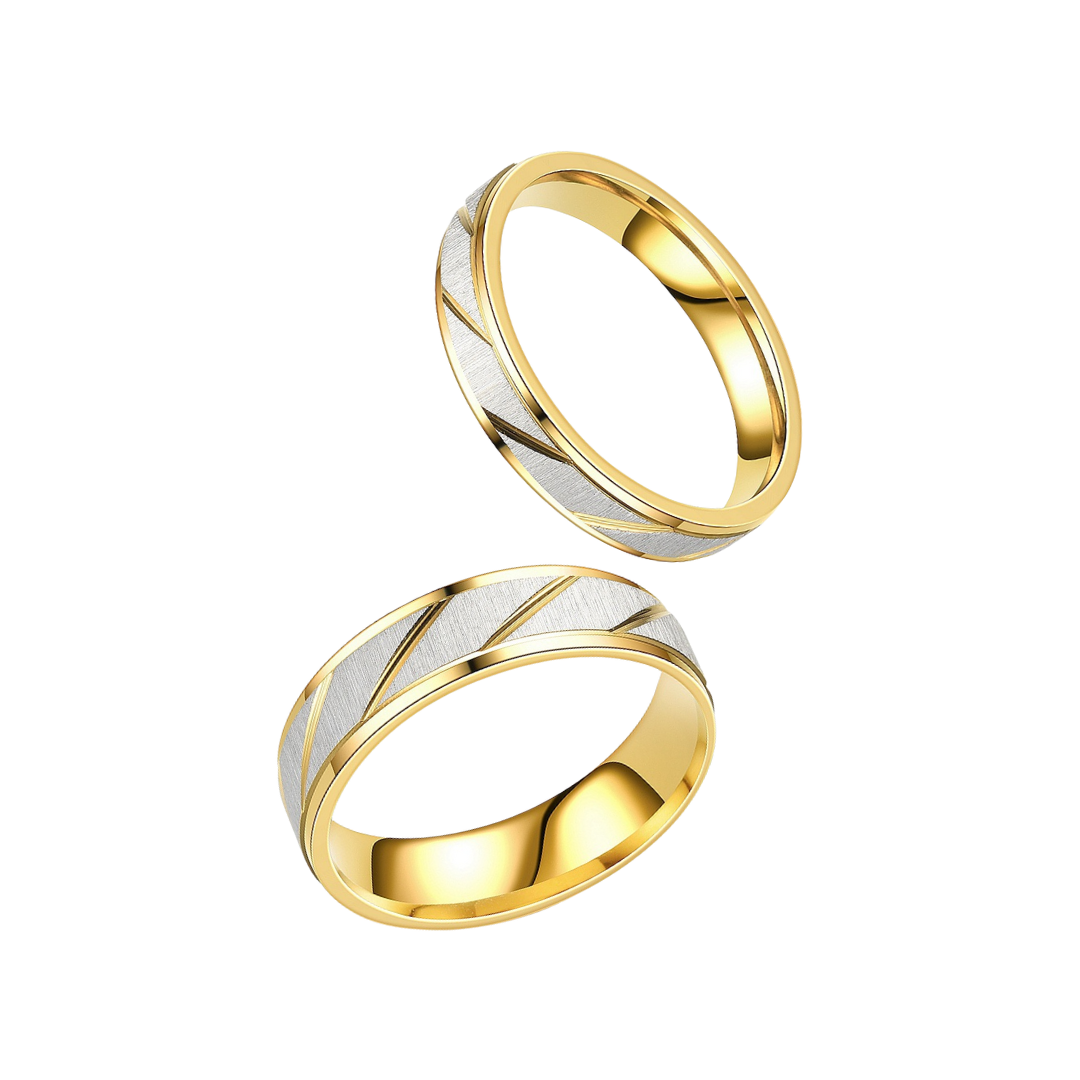 DUO DE ANILLOS PARA PAREJA BICOLOR