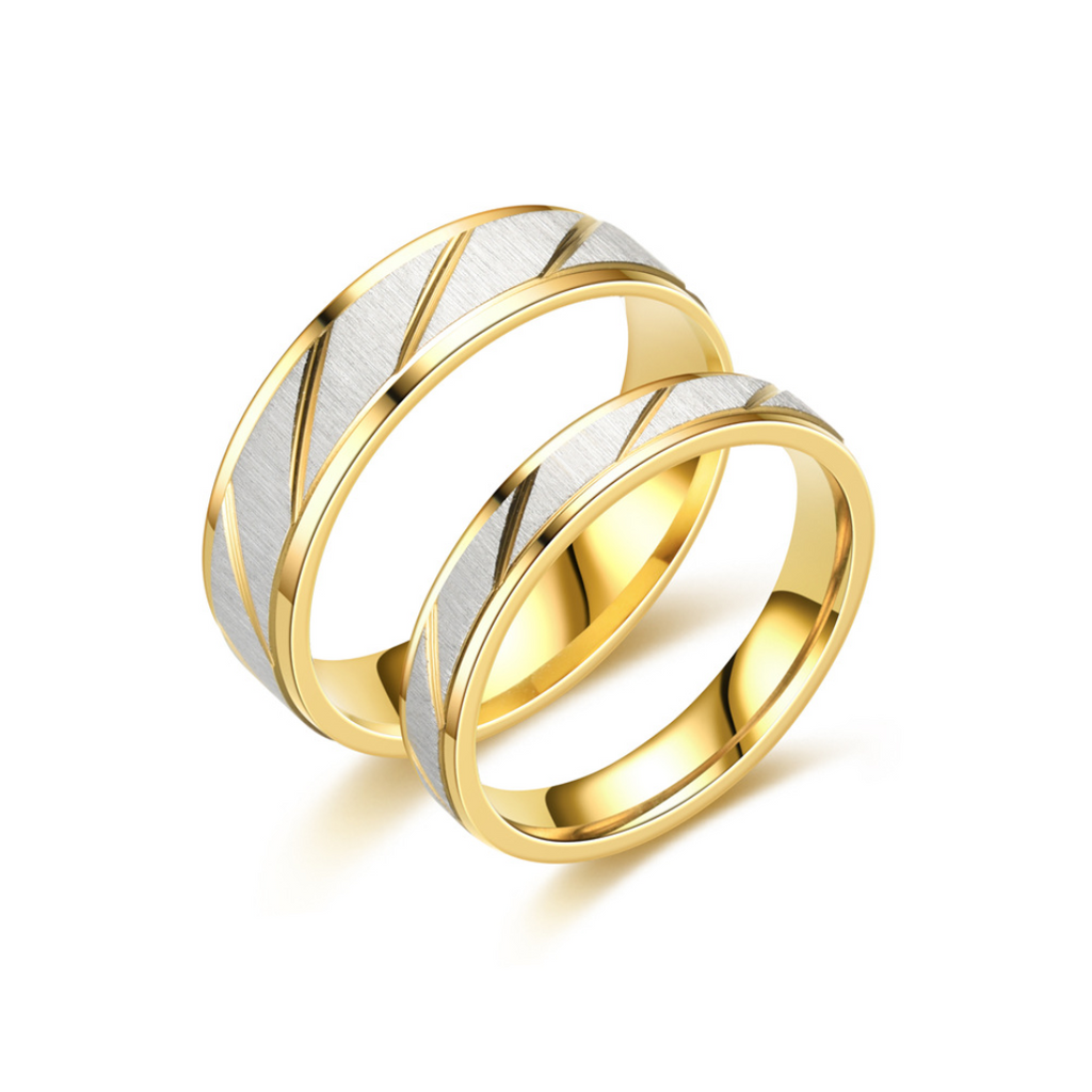 Two-tone couple rings with zircons (Pre order)