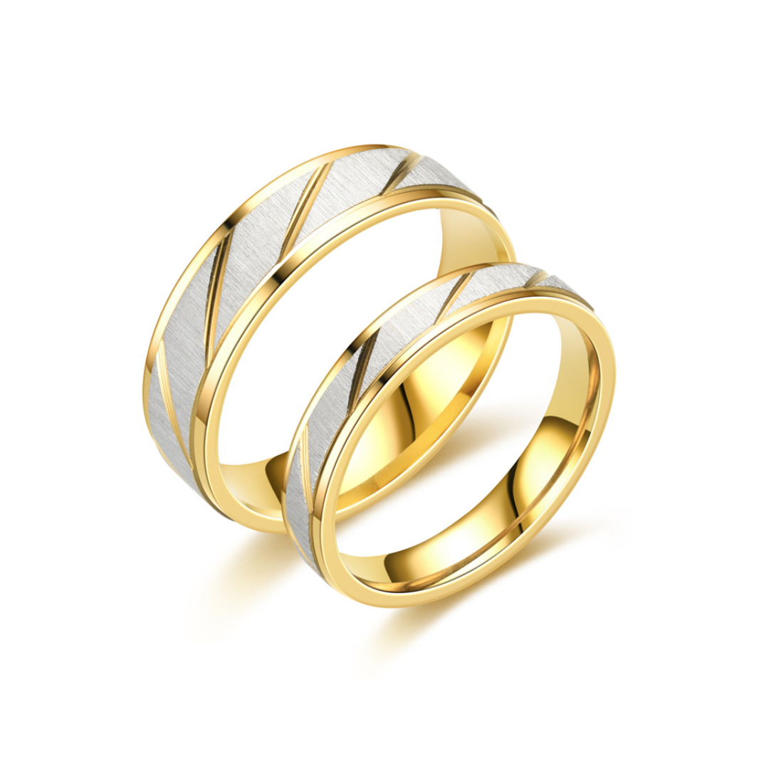 DUO DE ANILLOS PARA PAREJA BICOLOR