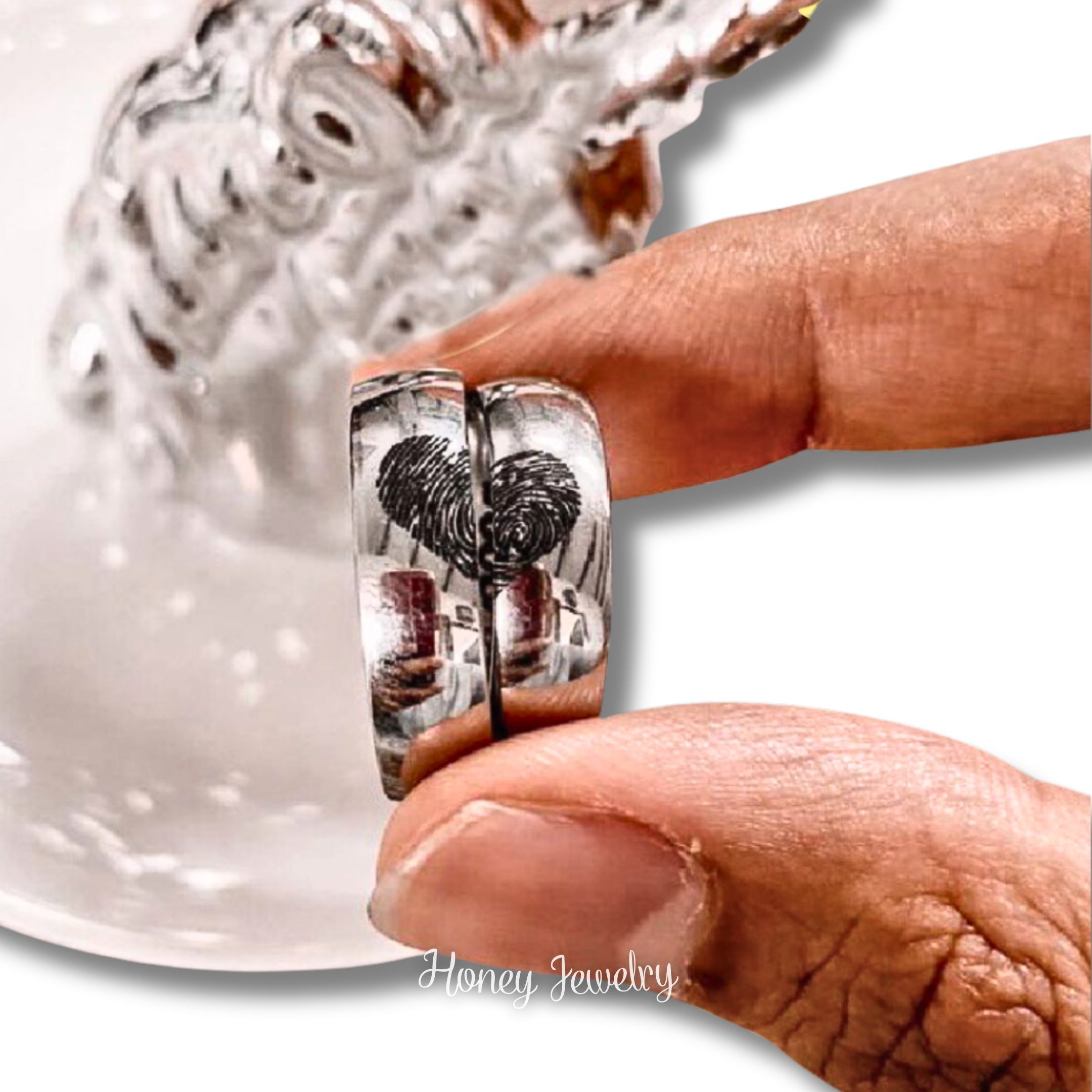 DUO DE ANILLOS CON HUELLAS DACTILARES