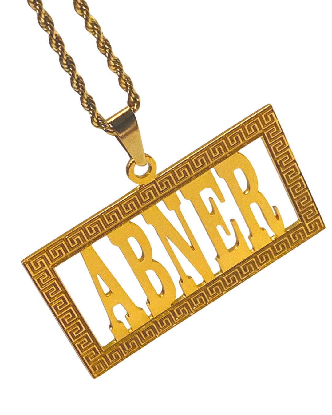 COLLAR PLACA MEDIANA CON NOMBRE CALADO