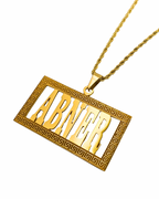 COLLAR PLACA MEDIANA CON NOMBRE CALADO