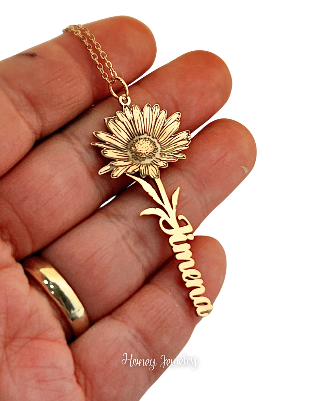 COLLAR CON NOMBRE Y TU FLOR DE NACIMIENTO