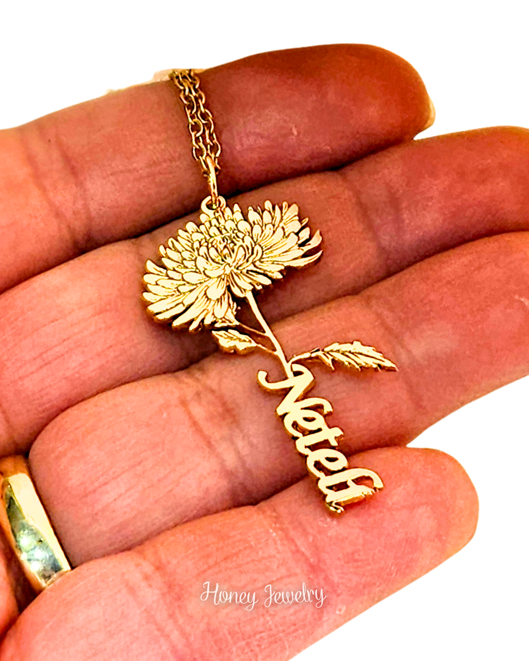 COLLAR CON NOMBRE Y TU FLOR DE NACIMIENTO