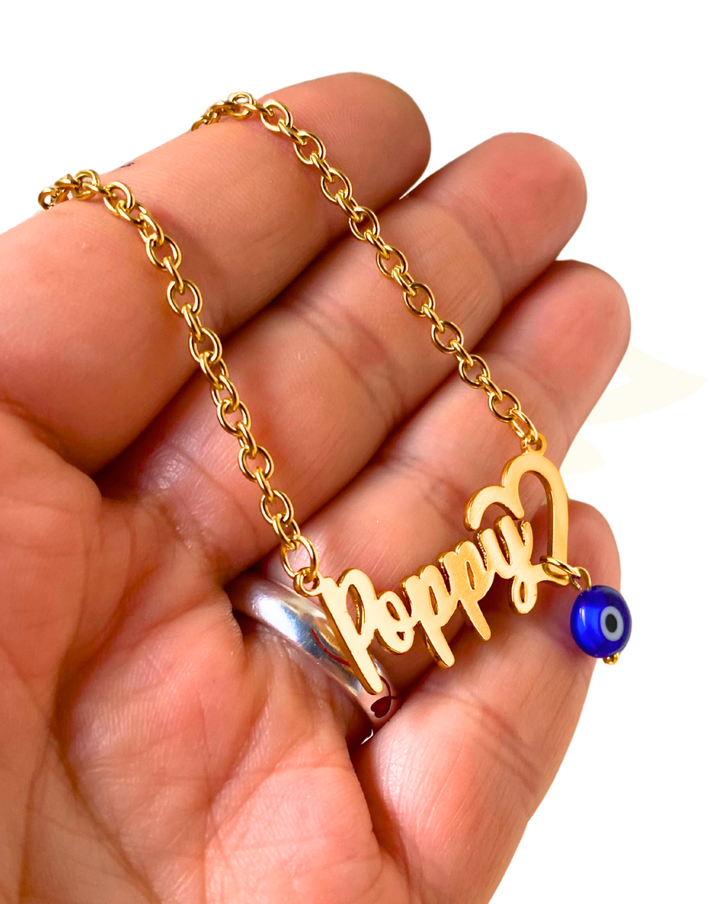 COLLAR CON NOMBRE CLÁSICO CON EMOJI Y OJO TURCO