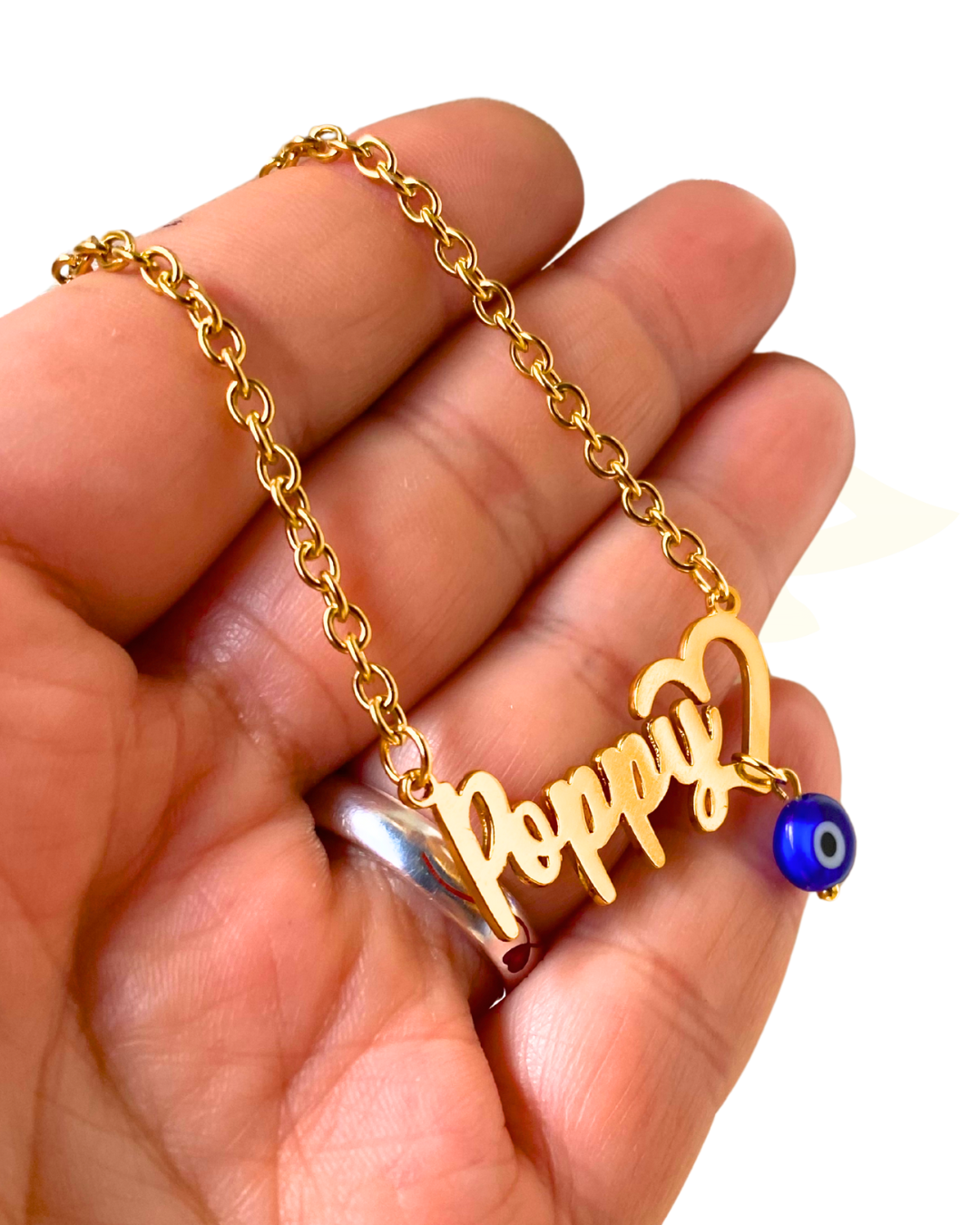 COLLAR CON NOMBRE CLÁSICO CON EMOJI Y OJO TURCO