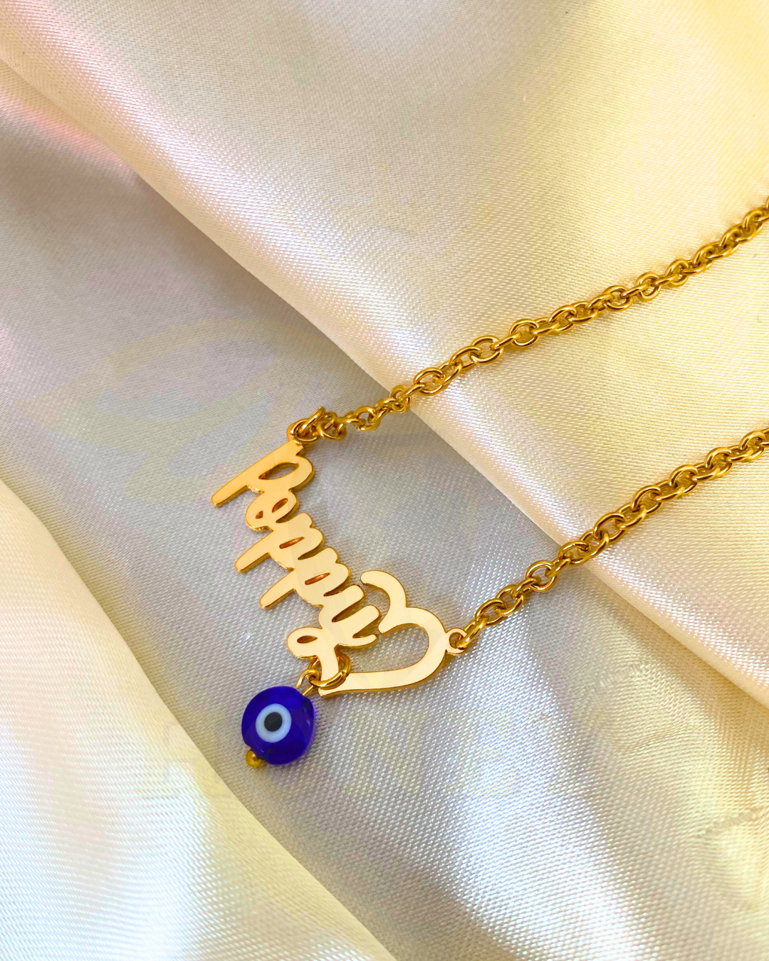 COLLAR CON NOMBRE CLÁSICO CON EMOJI Y OJO TURCO