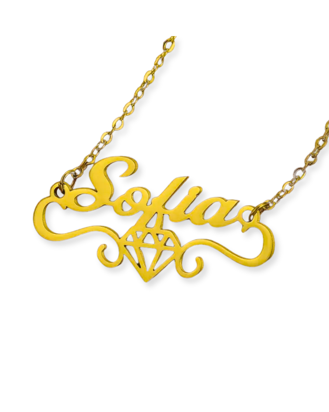 COLLAR CON NOMBRE CON MARCO Y DIAMANTE