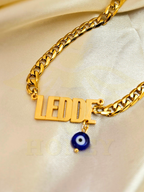 COLLAR CON NOMBRE Y OJO TURCO CON CADENA GRUESA