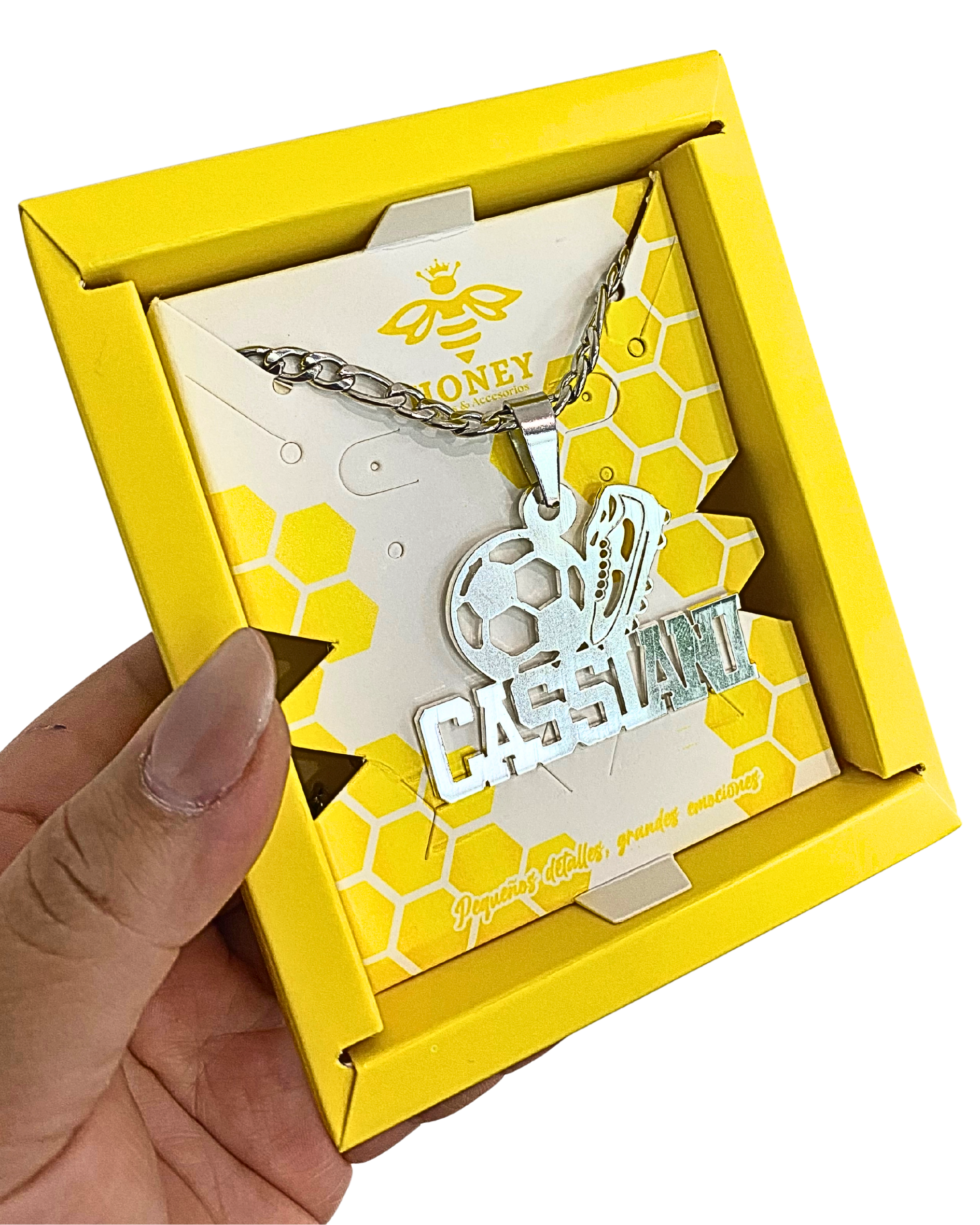 COLLAR CON NOMBRE Y PELOTA DE FUTBOL Y GUAYO/CHIMPUN