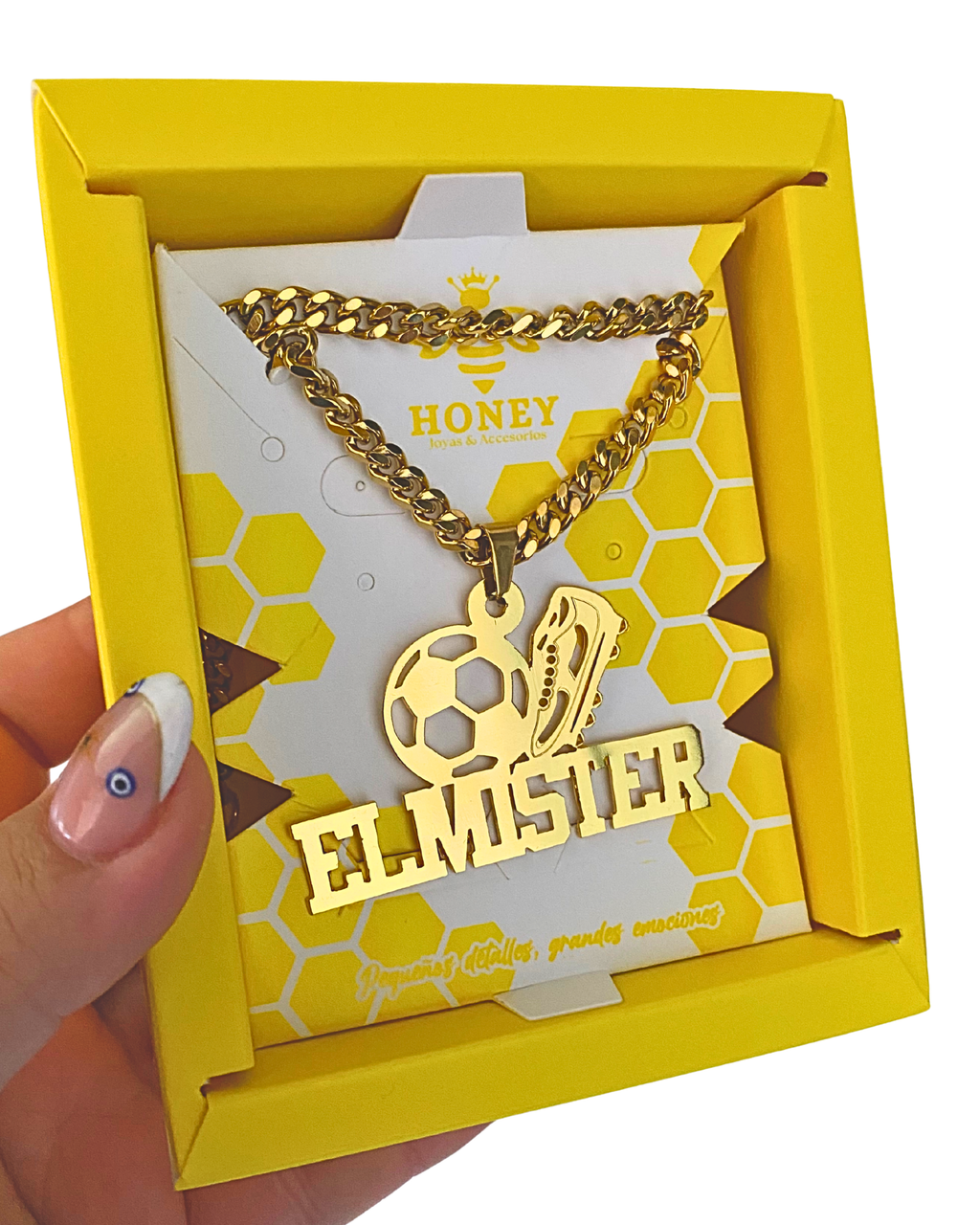 COLLAR CON NOMBRE Y PELOTA DE FUTBOL Y GUAYO/CHIMPUN