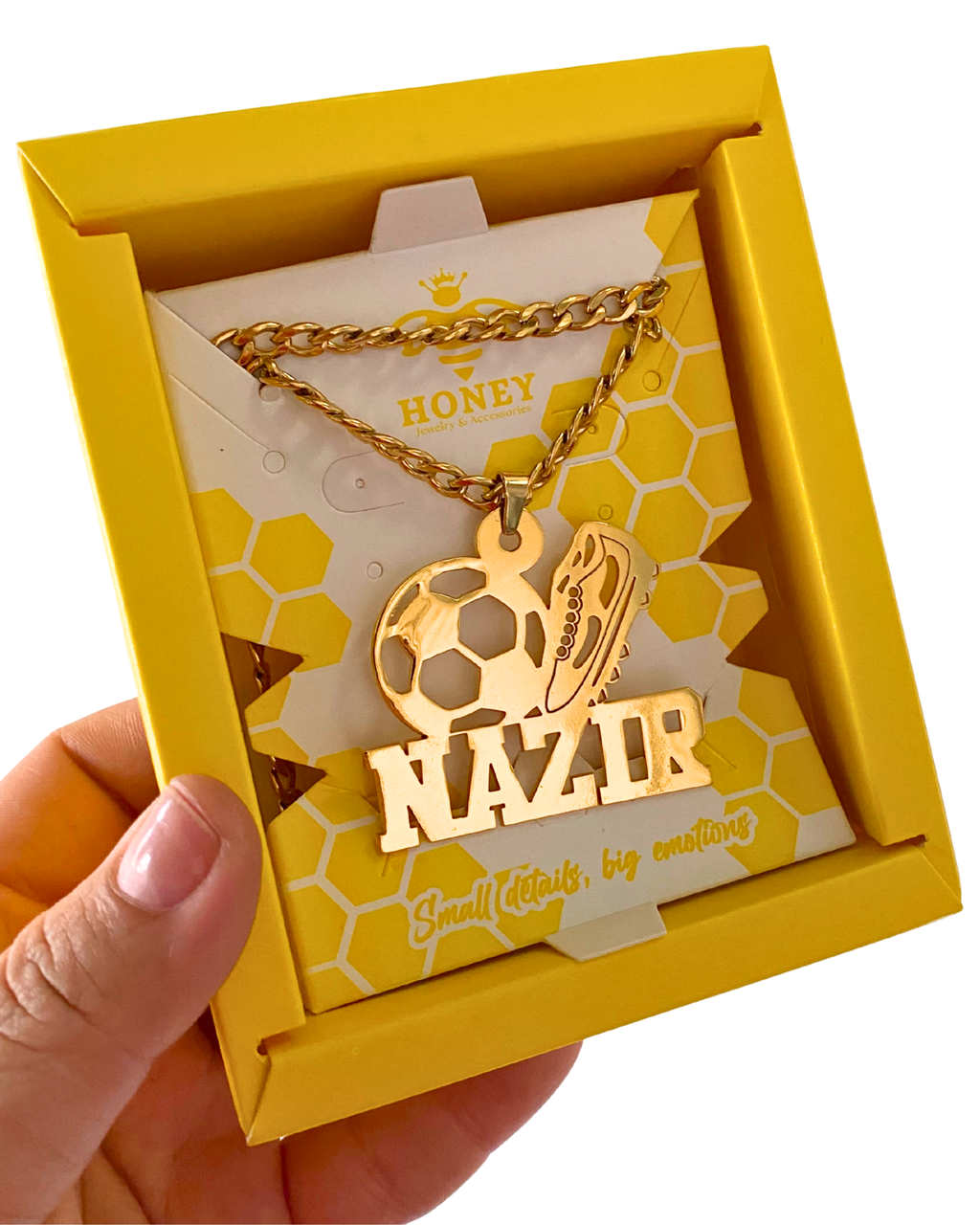 COLLAR CON NOMBRE Y PELOTA DE FUTBOL Y GUAYO/CHIMPUN