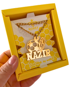 COLLAR CON NOMBRE Y PELOTA DE FUTBOL Y GUAYO/CHIMPUN