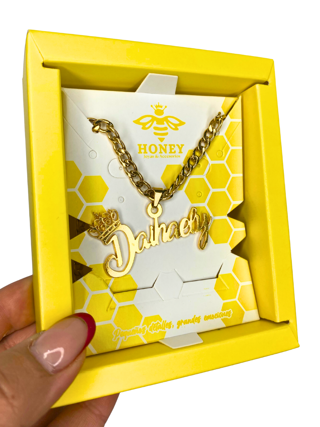 COLLAR CON NOMBRE + CORONA Y CADENA GRUESA