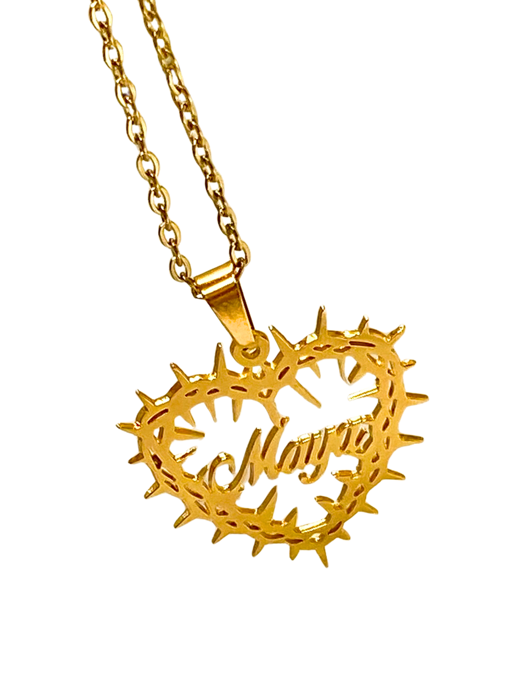 COLLAR CORAZON ESPINADO CON NOMBRE