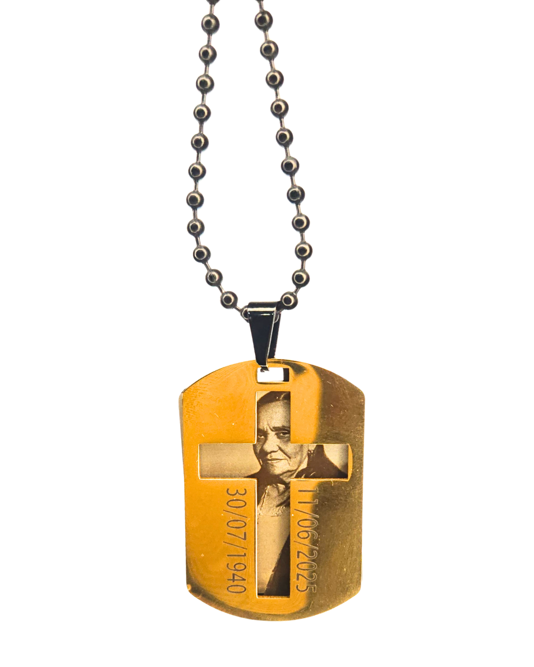 Collar doble placa con cruz calada