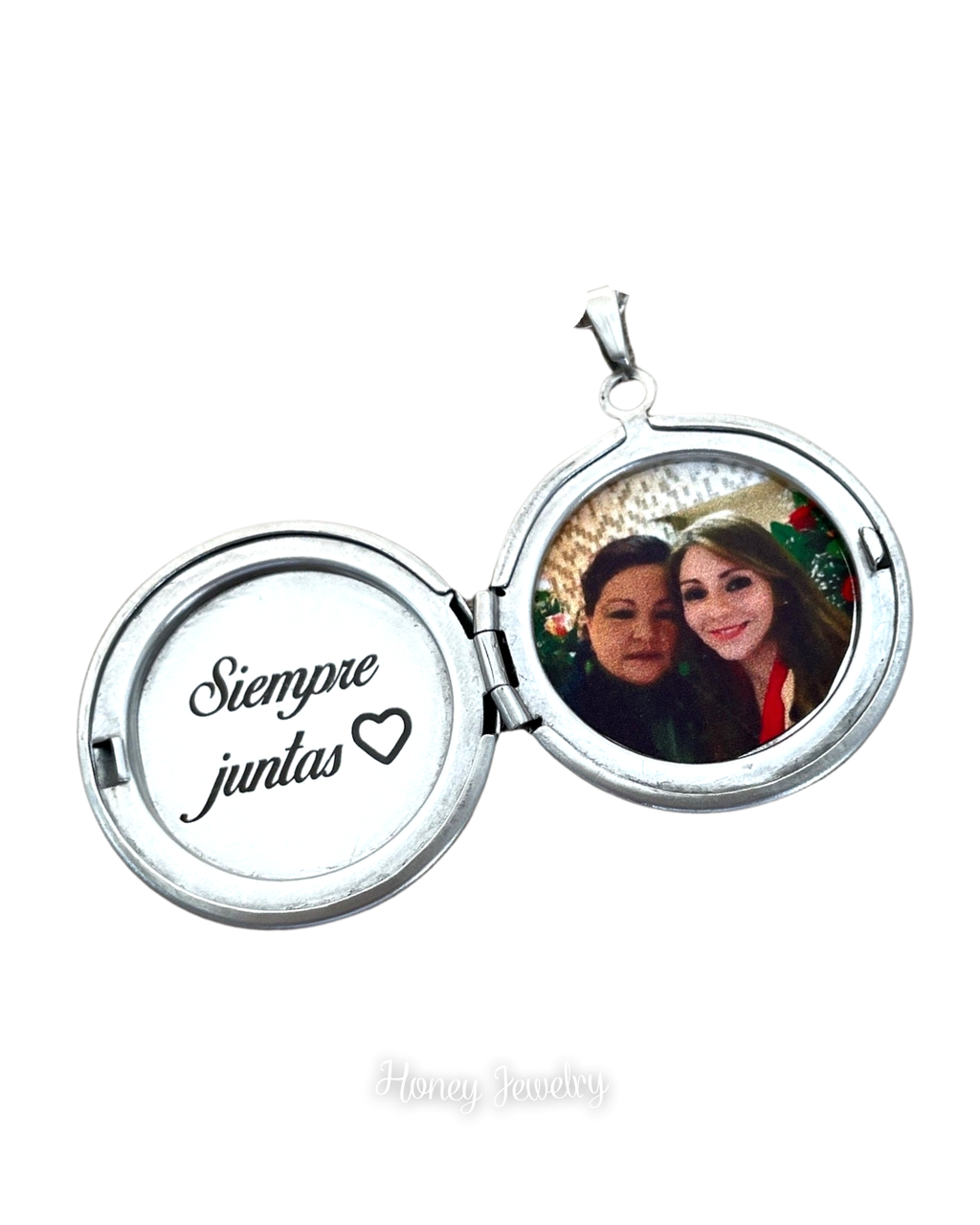 Smooth round locket necklace - photo-etched