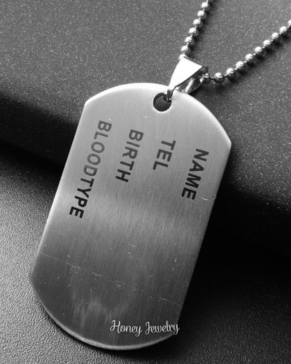 COLLAR PLACA MILITAR IDENTIFICACIÓN CON DATOS PERSONALES