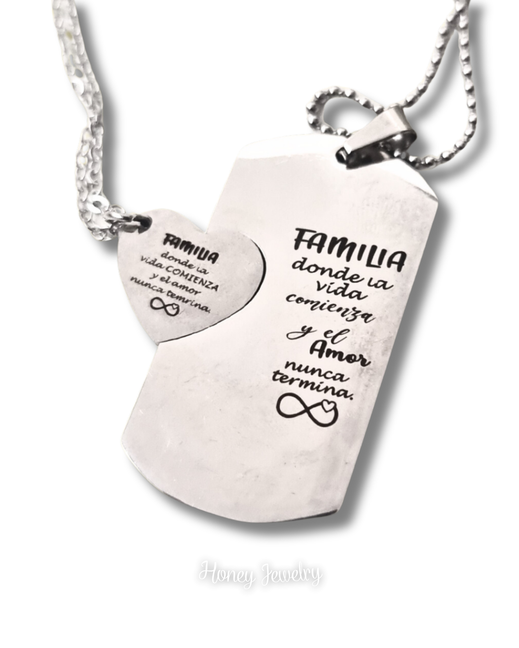 Large plate necklace + small heart plate