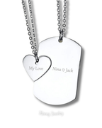 Large plate necklace + small heart plate