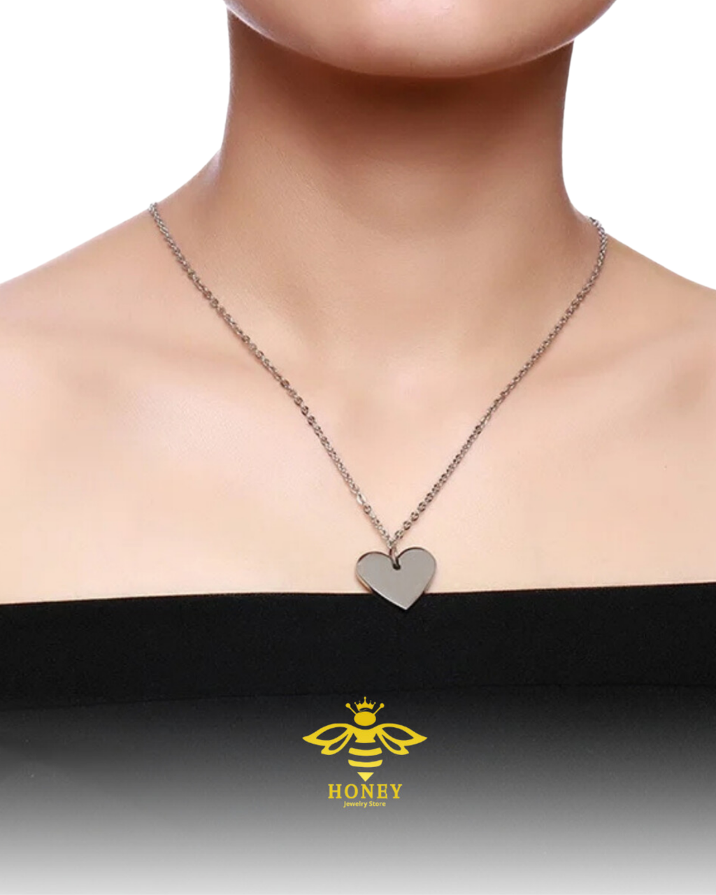 Large plate necklace + small heart plate