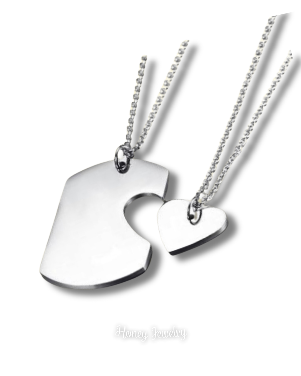 Large plate necklace + small heart plate