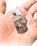 Large plate necklace + small heart plate