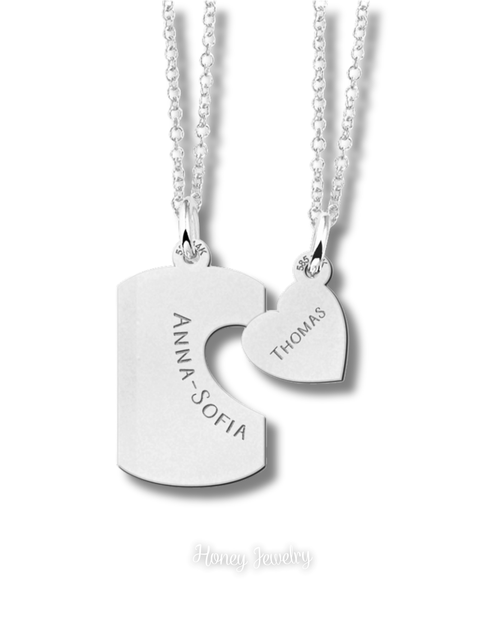 Large plate necklace + small heart plate