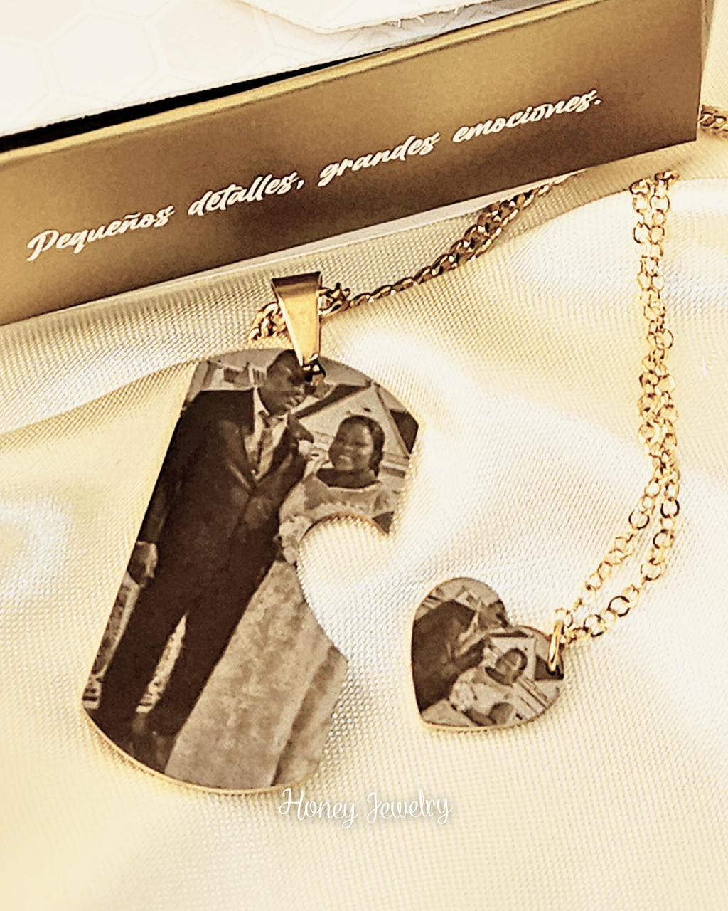 Large plate necklace + small heart plate