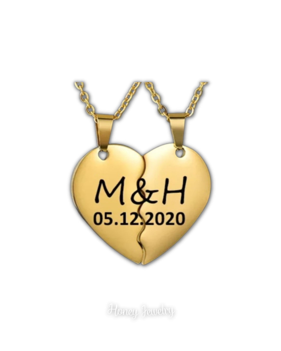 Collares para pareja corazon partido