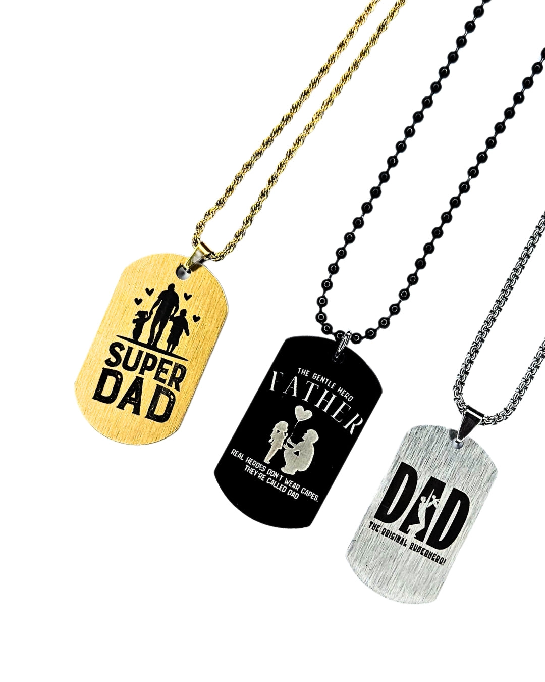 Collar Placa para Papá con Fotograbado Tipo Collage