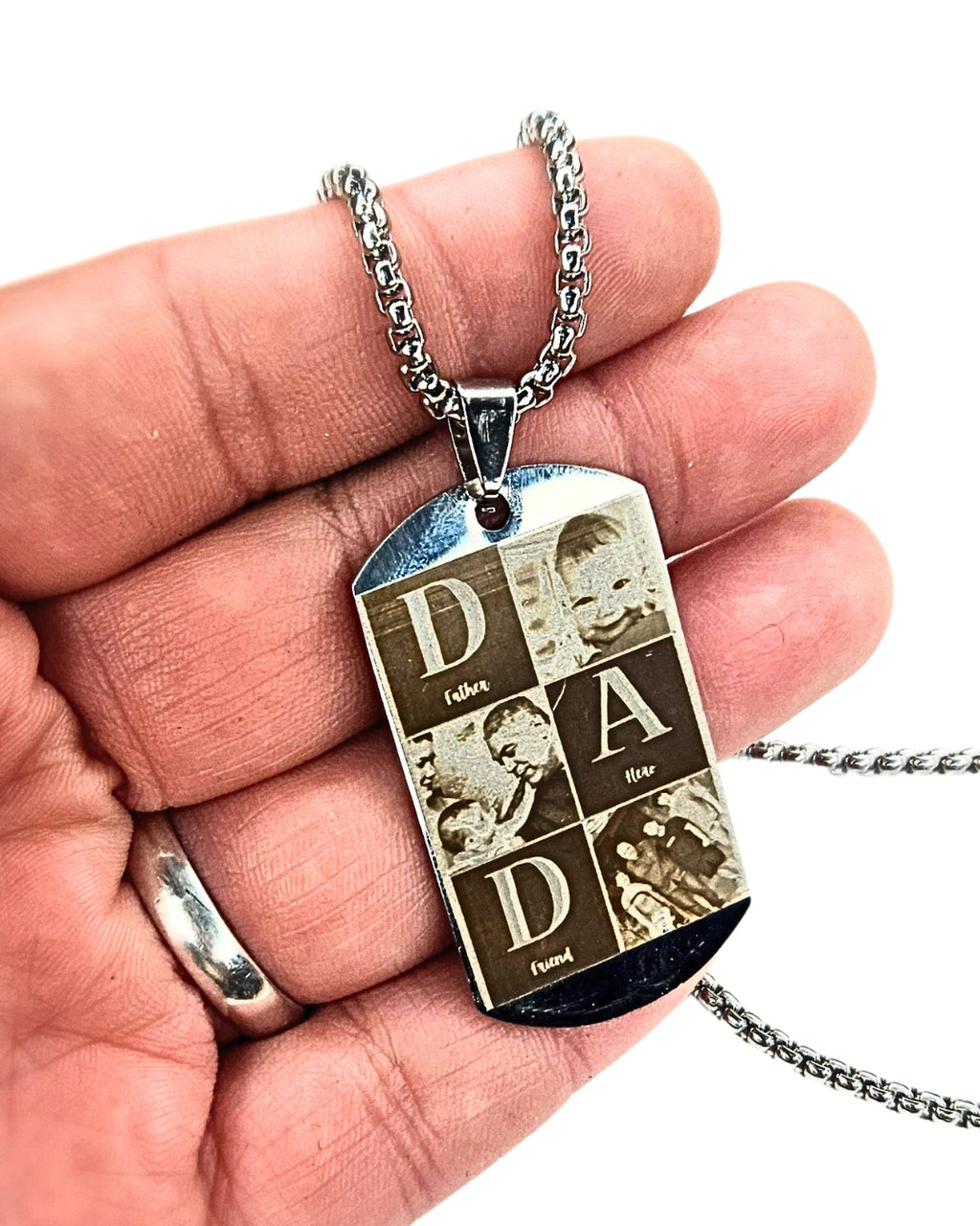 Collar Placa para Papá con Fotograbado Tipo Collage