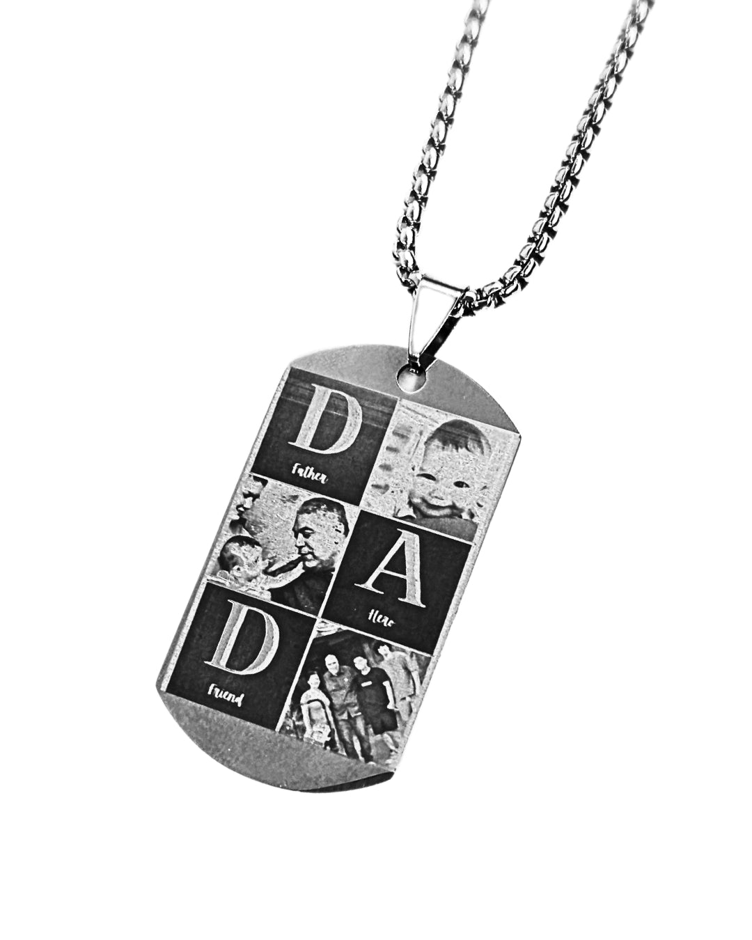 Collar Placa para Papá con Fotograbado Tipo Collage