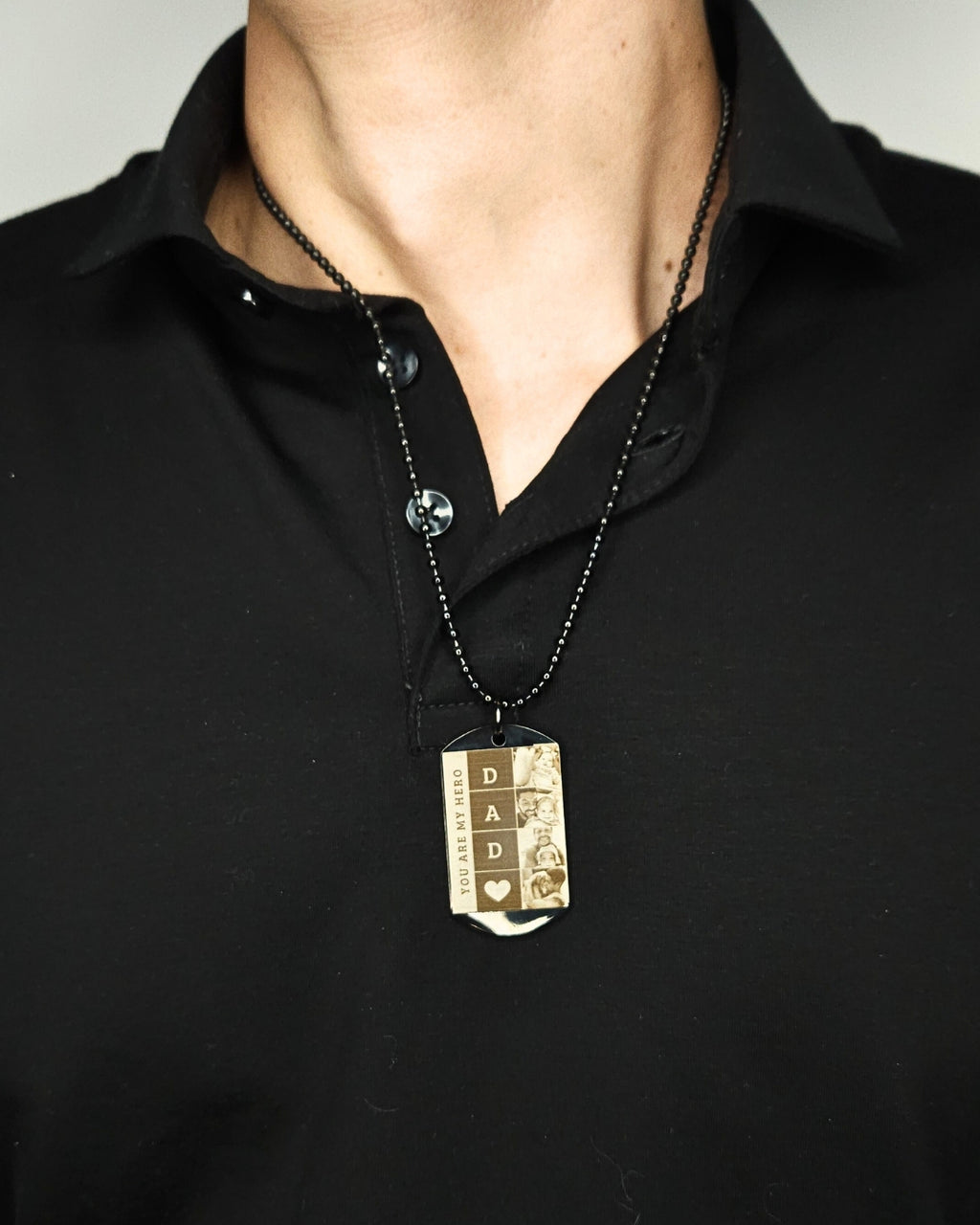 Collar Placa para Papá con Fotograbado Tipo Collage