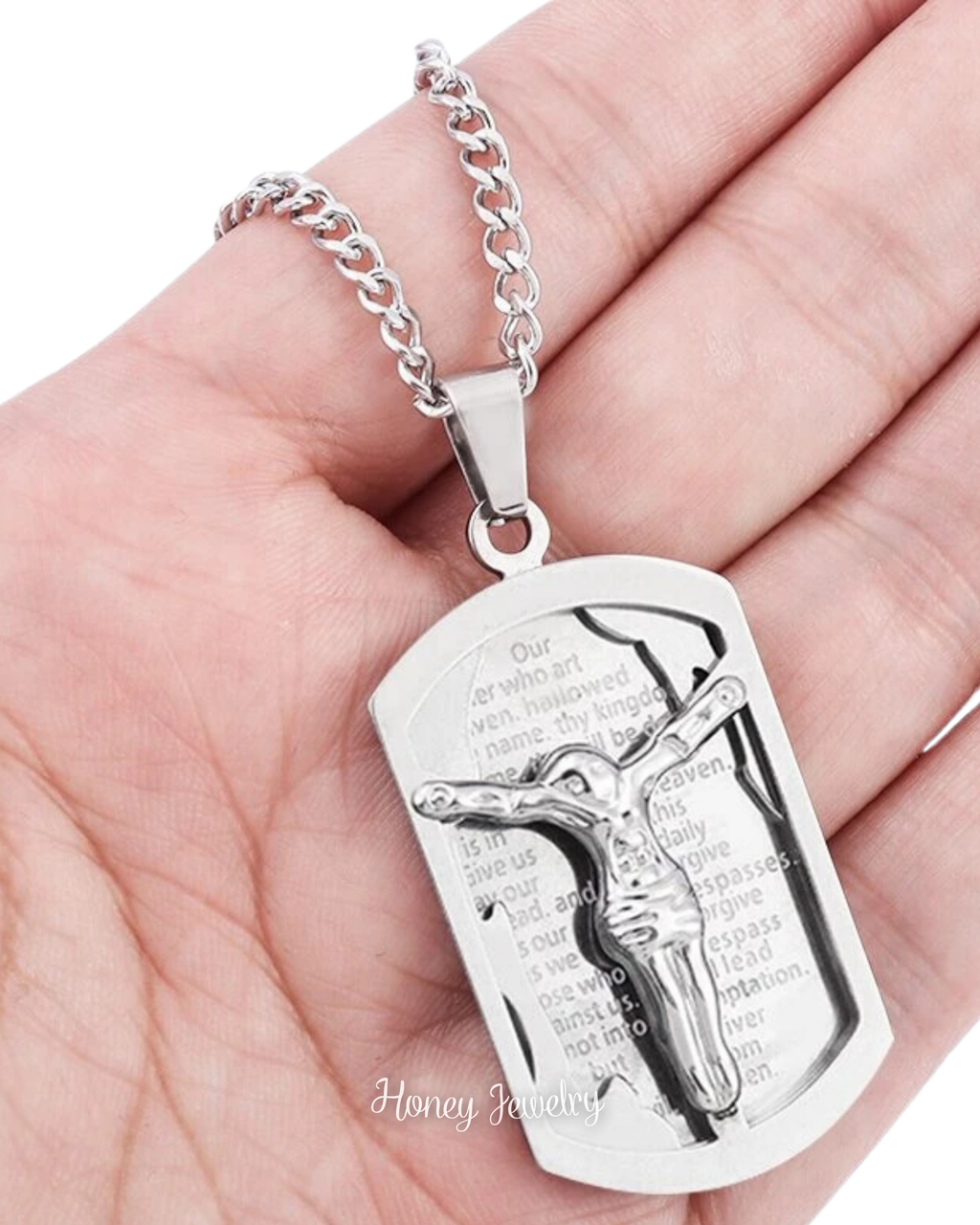 COLLAR PLACA CON SILUETA DE CRISTO REDENTOR