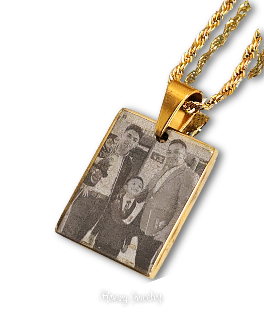 Rechthoekige plaathalsketting met hematiet