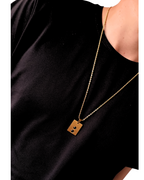 Rechthoekige plaathalsketting met hematiet