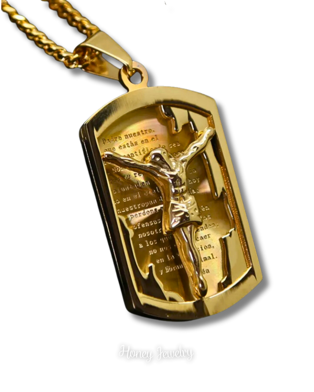 COLLAR PLACA CON SILUETA DE CRISTO REDENTOR