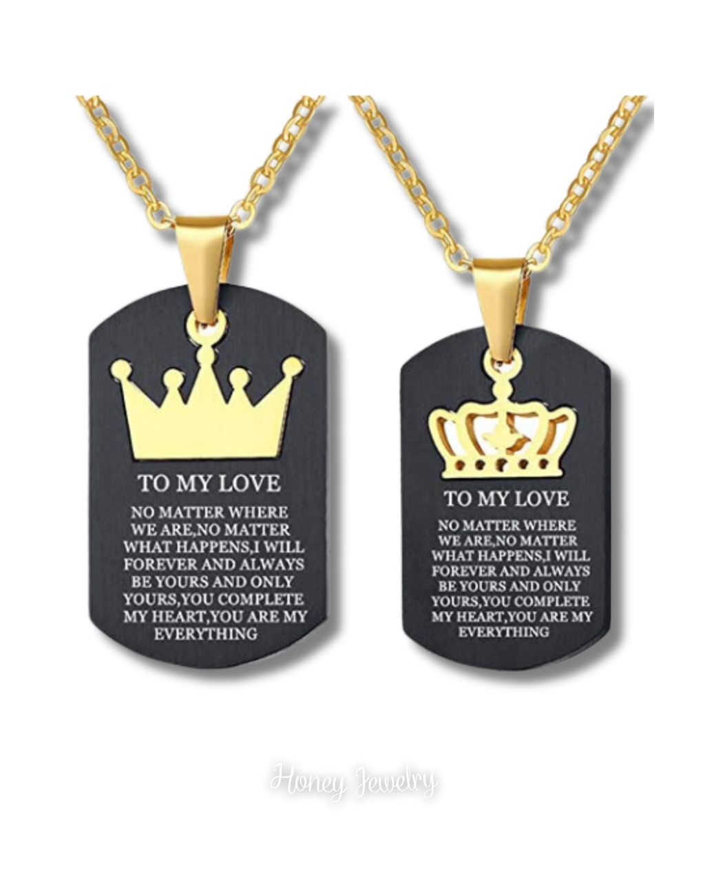 COLLAR PLACA PARA PAREJA REY Y REINA