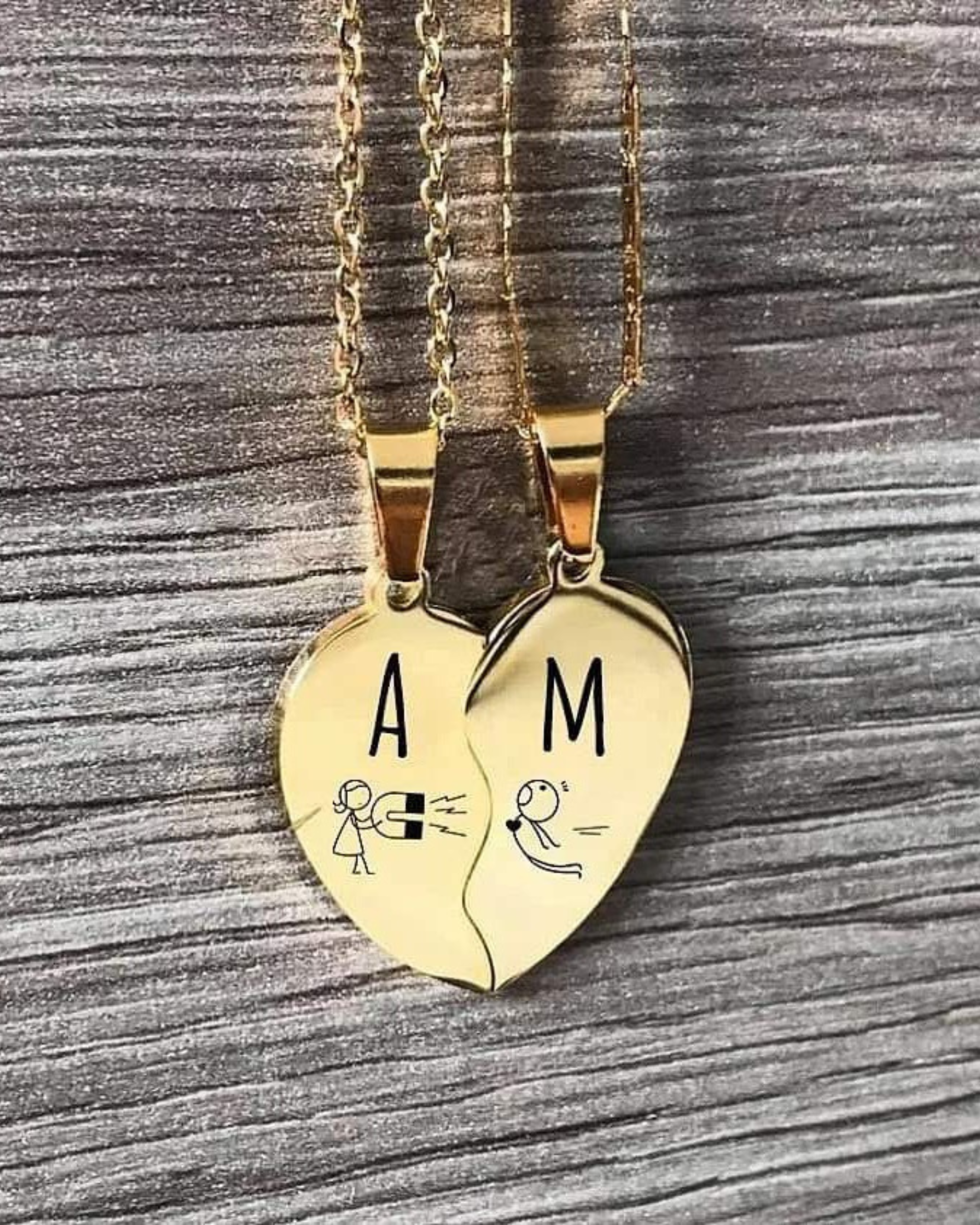 Collares para pareja corazon partido