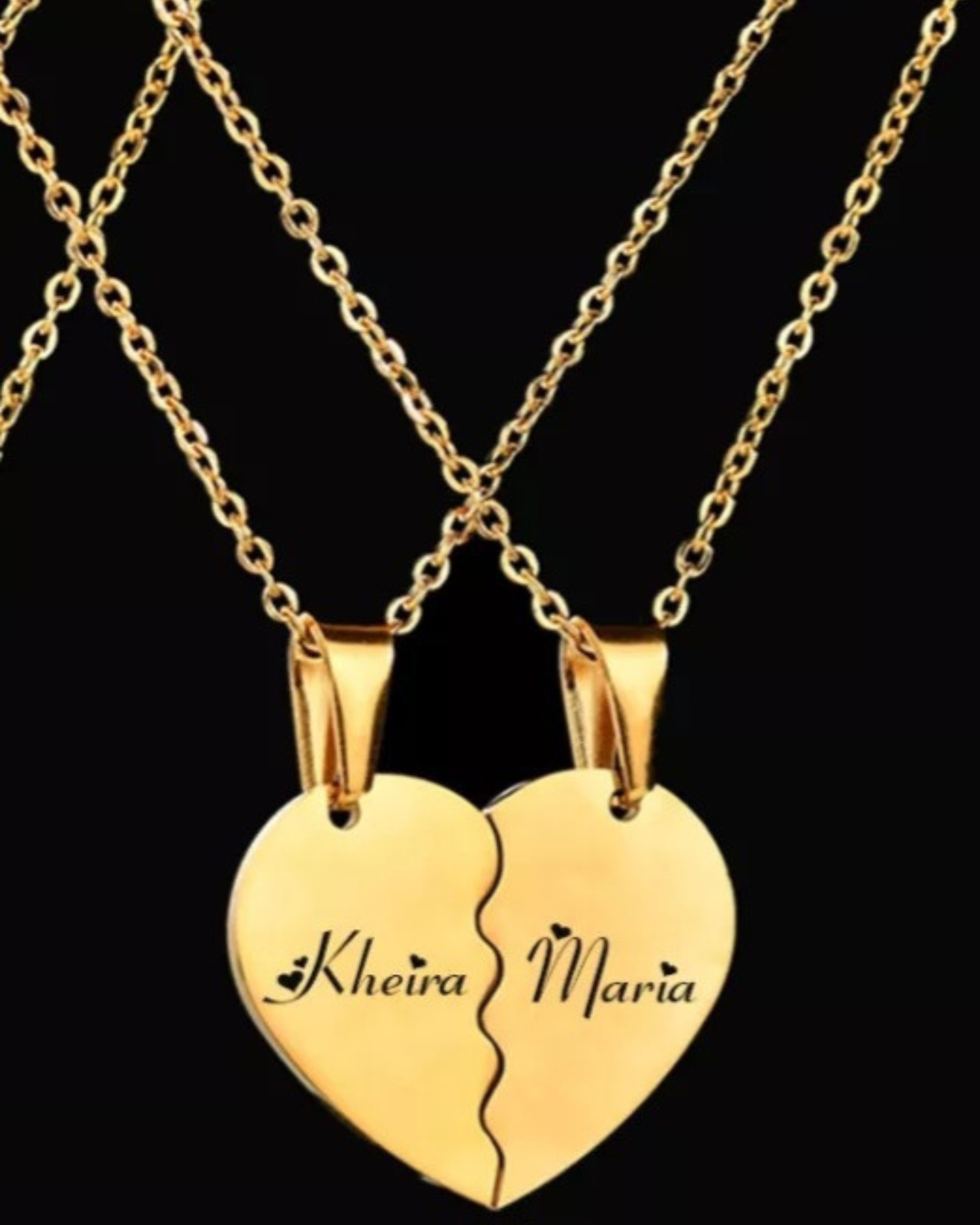 Collares para pareja corazon partido