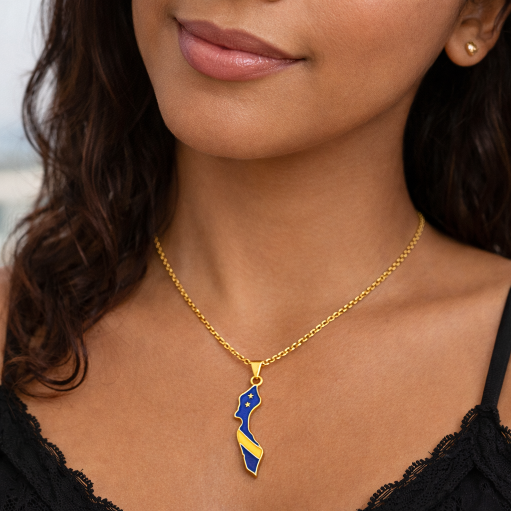 COLLAR MAPA CURACAO BANDERA DE COLOR